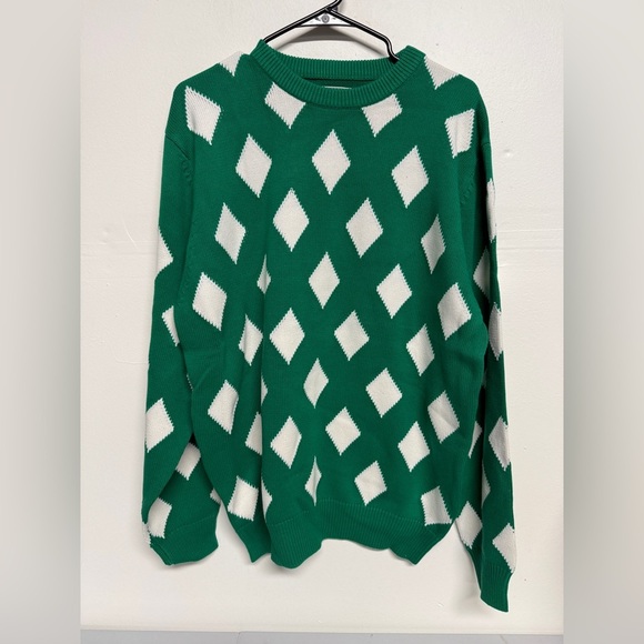 Bogey Boys Green and White Argyle Sweater Diamond Golf Top Men’s Size Large NEW - Picture 1 of 5